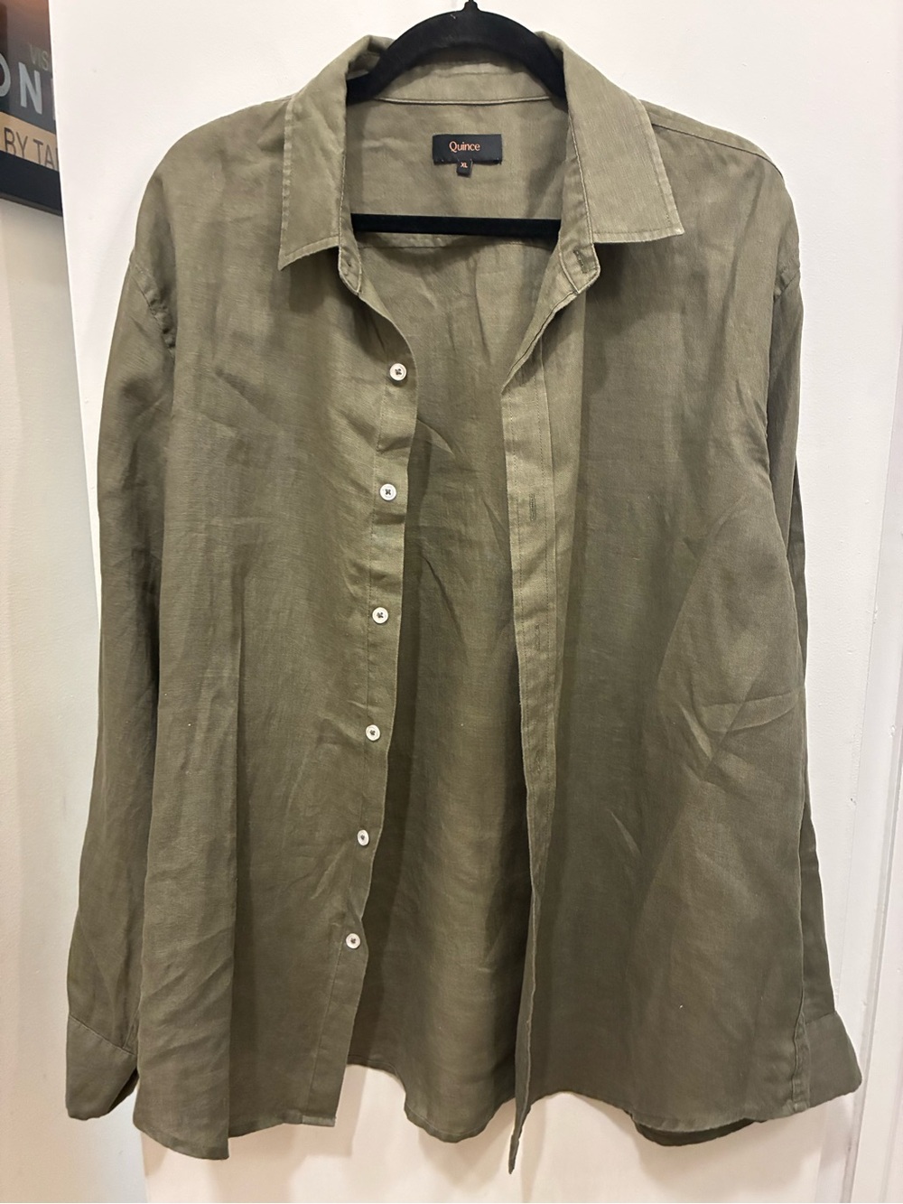 Quince Men's Linen Button-Up Shirts - Olive, Navy, Black, Blue Pinstripe
